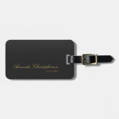 Moderne Grijze Achtergrond Script Gouden Kleur Bagagelabel (Voorkant horizontaal)