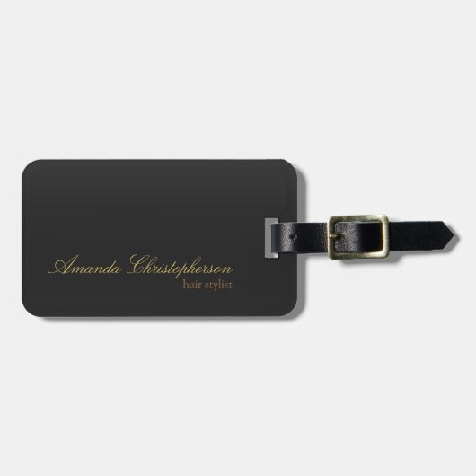 Moderne Grijze Achtergrond Script Gouden Kleur Bagagelabel (Voorkant horizontaal)