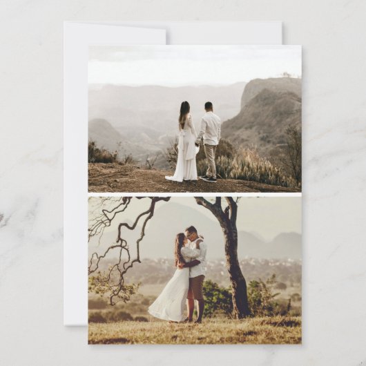 Moderne grijze arch botanisch script 2 Fotohuwelij Kaart (Achterkant)