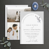 Moderne grijze arch botanisch script 2 Fotohuwelij Kaart