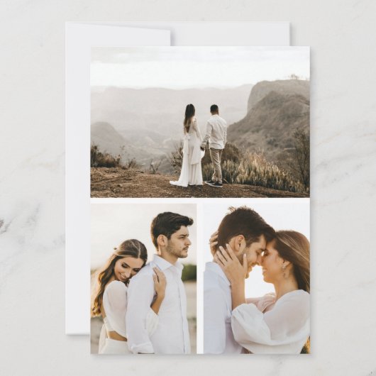 Moderne grijze arch botanisch script 3 Fotobruilof Kaart (Achterkant)