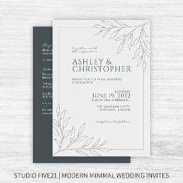 Moderne Grijze Bladzijde Omtrek All-in-One Bruilof Kaart