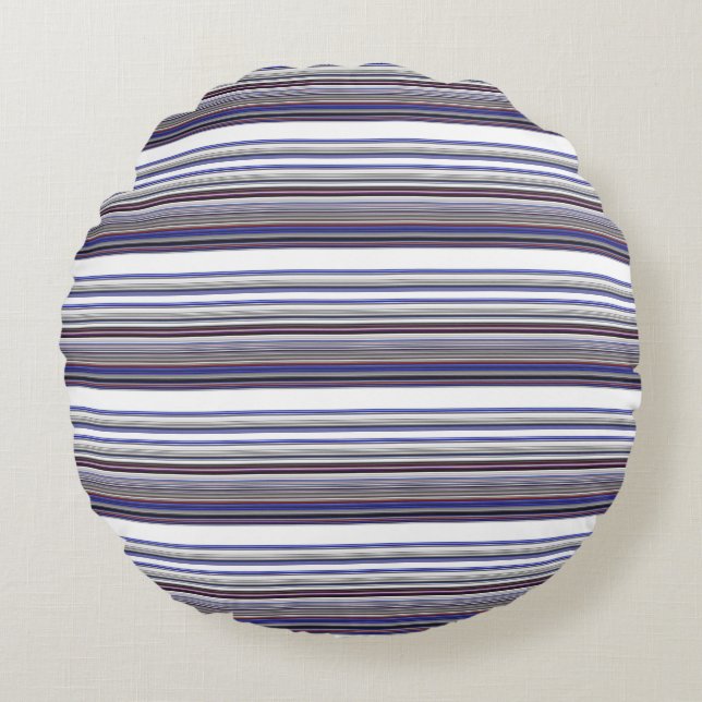 moderne grijze blauwe strepen rond kussen (Voorkant)