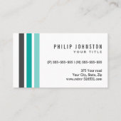 Moderne grijze blauwgroen waterblauwe strepen stij visitekaartje (Achterkant)