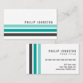 Moderne grijze blauwgroen waterblauwe strepen stij visitekaartje (Voorkant / Achterkant)