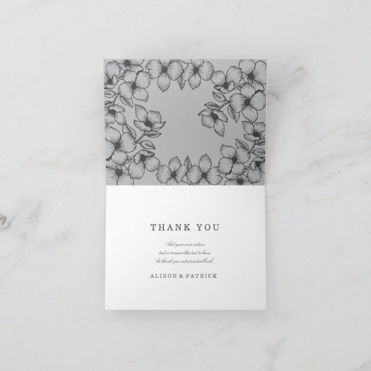 Moderne Grijze Bloemen Dank u Kaarten (Binnen)