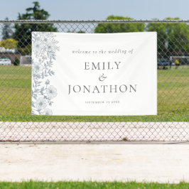 Moderne Grijze Bloemen Welkom bij Wedding Banner