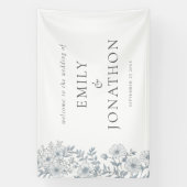Moderne Grijze Bloemen Welkom bij Wedding Banner (Verticaal)