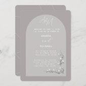 Moderne  Grijze Boog Bruiloft Uitnodiging (Voorkant / Achterkant)