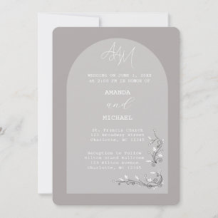 Moderne  Grijze Boog Bruiloft Uitnodiging