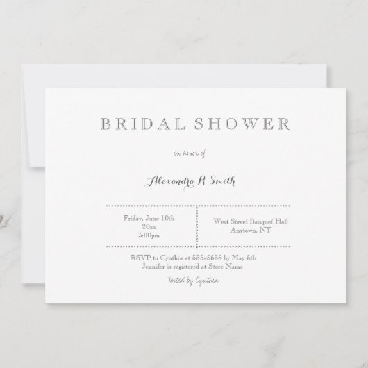 Moderne grijze bruids douche uitnodigingen (Voorkant)