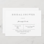 Moderne grijze bruids douche uitnodigingen (Voorkant / Achterkant)