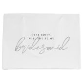 Moderne grijze bruidsmeisje-aanzoekcadeautas groot cadeauzakje (Voorkant)