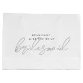 Moderne grijze bruidsmeisje-aanzoekcadeautas groot cadeauzakje (Achterkant)