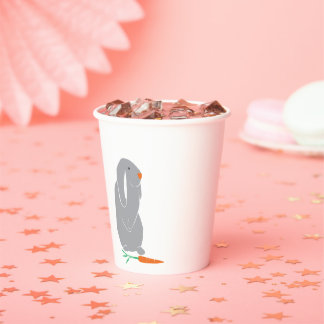 Moderne Grijze Bunny Baby shower Verjaardagscups Papieren Bekers