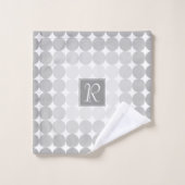 Moderne Grijze Cirkels Monogram Bad Handdoek (Wasdoekje)