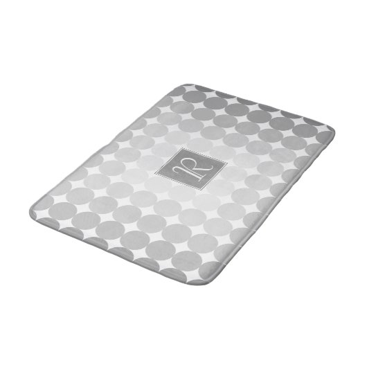 Moderne Grijze Cirkels Monogram Badmat (Gekanteld)