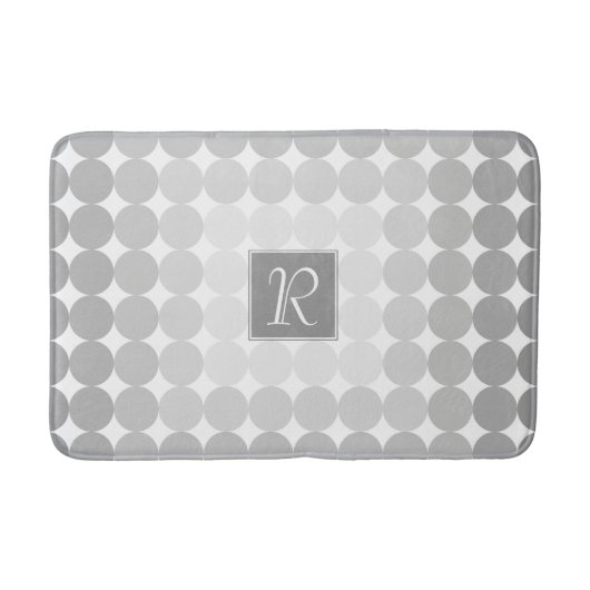 Moderne Grijze Cirkels Monogram Badmat (Voorkant)