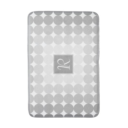 Moderne Grijze Cirkels Monogram Badmat (Voorkant Verticaal)