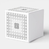 Moderne Grijze Cirkels Monogram Bedankdoosjes (Achterkant)