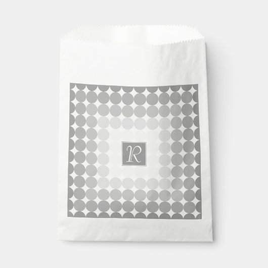 Moderne Grijze Cirkels Monogram Bedankzakje (Voorkant)