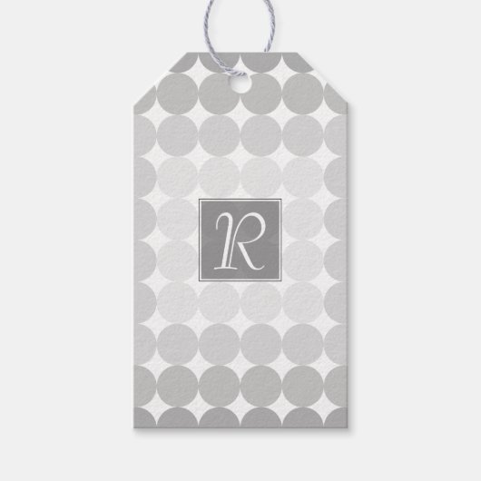Moderne Grijze Cirkels Monogram Cadeaulabel (Voorkant)