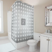 Moderne Grijze Cirkels Monogram Douchegordijn (In situ)