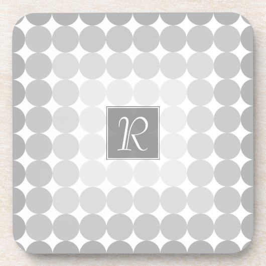 Moderne Grijze Cirkels Monogram Drankjes Onderzetter (Voorkant)