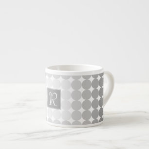 Moderne Grijze Cirkels Monogram Espresso Kop