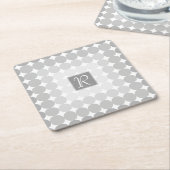 Moderne Grijze Cirkels Monogram Kartonnen Onderzetters (Schuin)