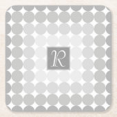 Moderne Grijze Cirkels Monogram Kartonnen Onderzetters (Voorkant)