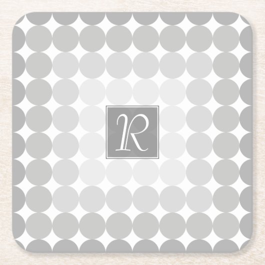 Moderne Grijze Cirkels Monogram Kartonnen Onderzetters (Voorkant)