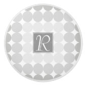 Moderne Grijze Cirkels Monogram Keramische Knop (Voorkant)