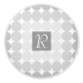 Moderne Grijze Cirkels Monogram Keramische Knop (Voorkant)