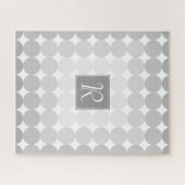Moderne Grijze Cirkels Monogram Legpuzzel (Horizontaal)
