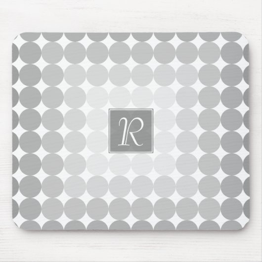 Moderne Grijze Cirkels Monogram Muismat (Voorkant)