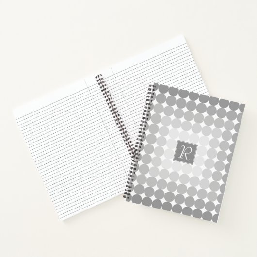 Moderne Grijze Cirkels Monogram Notitieboek (Binnen)