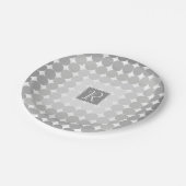 Moderne Grijze Cirkels Monogram Papieren Bordje (Gekanteld)