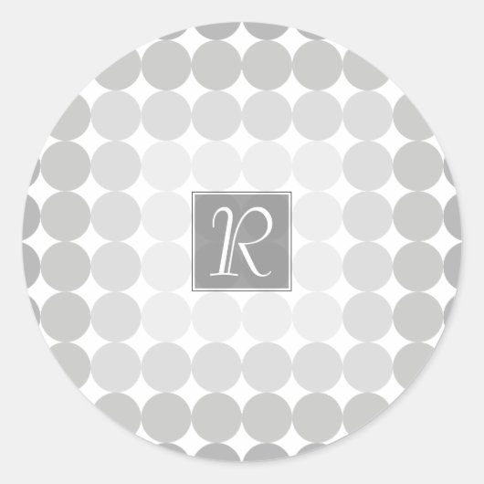 Moderne Grijze Cirkels Monogram Ronde Sticker (Voorkant)