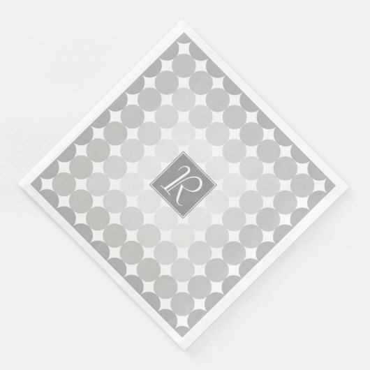 Moderne Grijze Cirkels Monogram Servetten (Hoek)