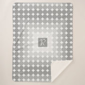 Moderne Grijze Cirkels Monogram Sherpa Deken (Voorkant)