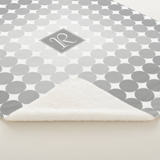 Moderne Grijze Cirkels Monogram Sherpa Deken (3/4)