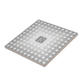 Moderne Grijze Cirkels Monogram Tegeltje (Zijkant)