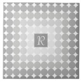 Moderne Grijze Cirkels Monogram Tegeltje (Voorkant)