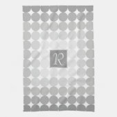 Moderne Grijze Cirkels Monogram Theedoek (Verticaal)