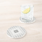 Moderne Grijze Cirkels Monogram Zandsteen Onderzetter (Zijkant)