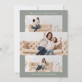 Moderne grijze collage met drie foto's feestdagenkaart