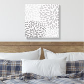 Moderne Grijze Dahlia Vierkante Muurkunst, Grijze  Canvas Afdruk (Insitu (Slaapkamer))
