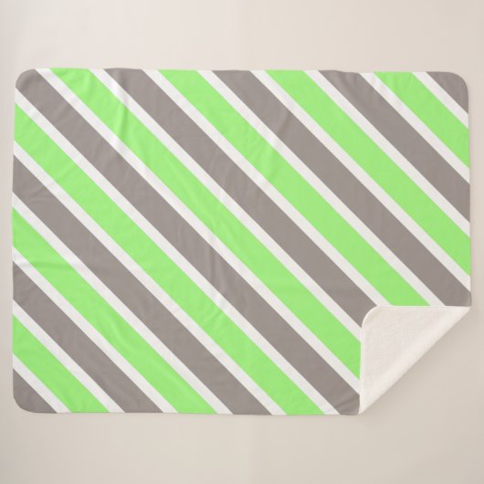 Moderne grijze diagonaal gestreepte patroon sherpa deken (Voorkant (horizontaal))