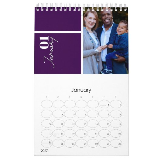 Moderne Grijze douane multi-fotorebratie C Kalender (Jan 2027)